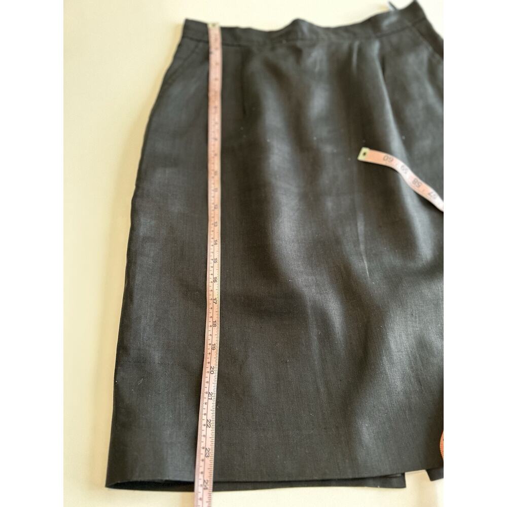 Talbots A-Line 100% LINEN Skirt Size 12 Black Lined Office Minimalist Career - Picture 9 of 9